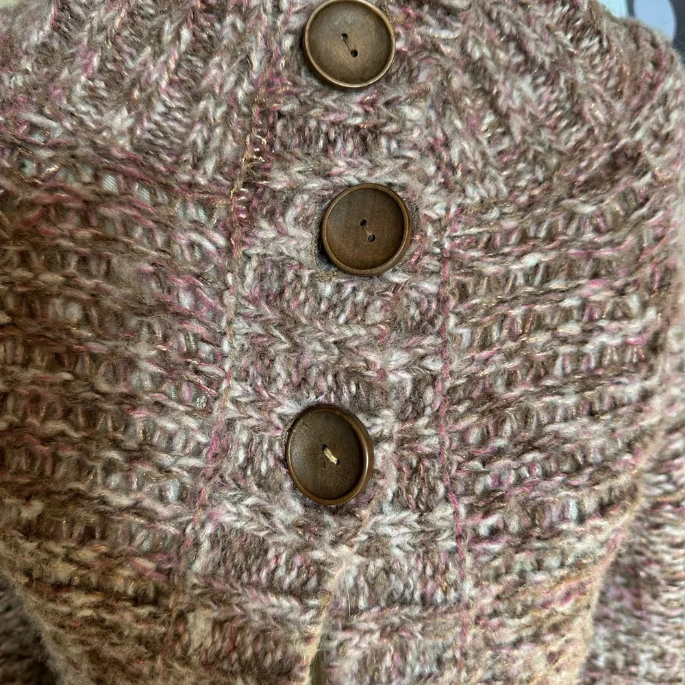 Free People Sweater Cardigan Raspberry and Brown. Size Small